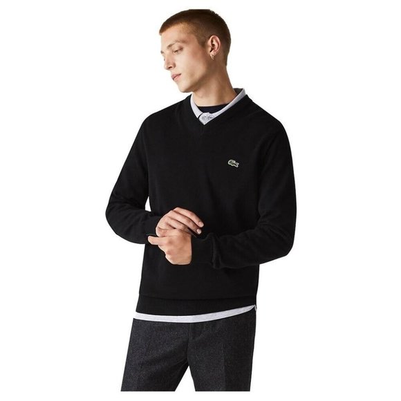 Lacoste Other - Lacoste Classic Fit V-Neck Sweater Pullover Jumper Black Men’s XL